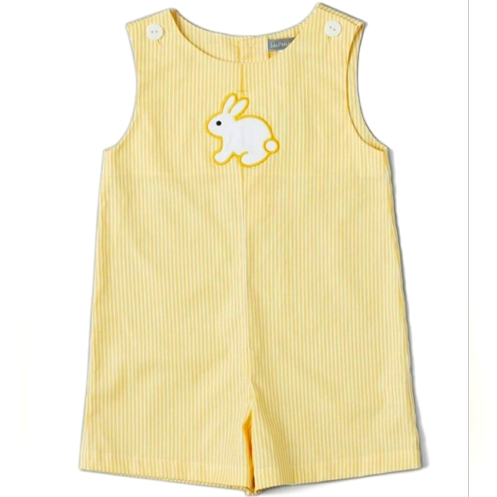 Yellow Bunny Applique Short Alls